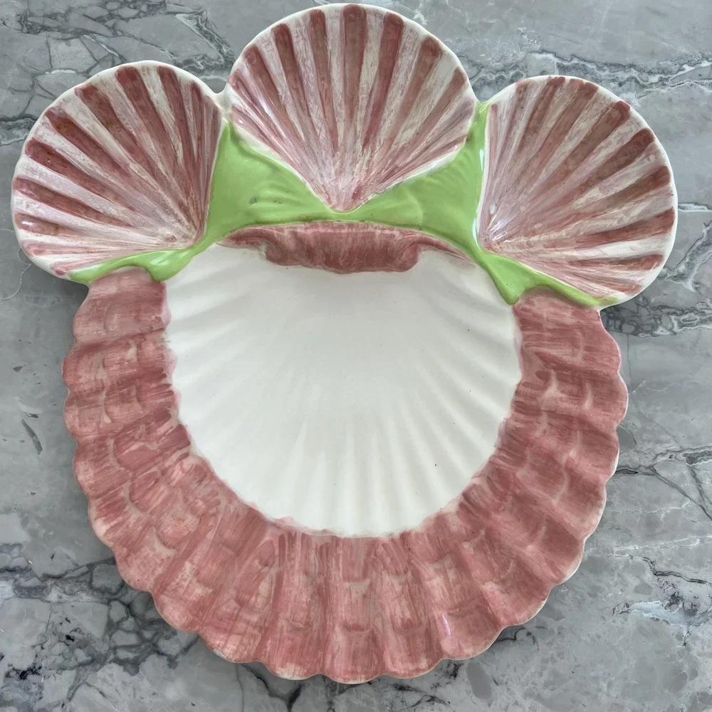 Handmade pink shell‎ platter signed